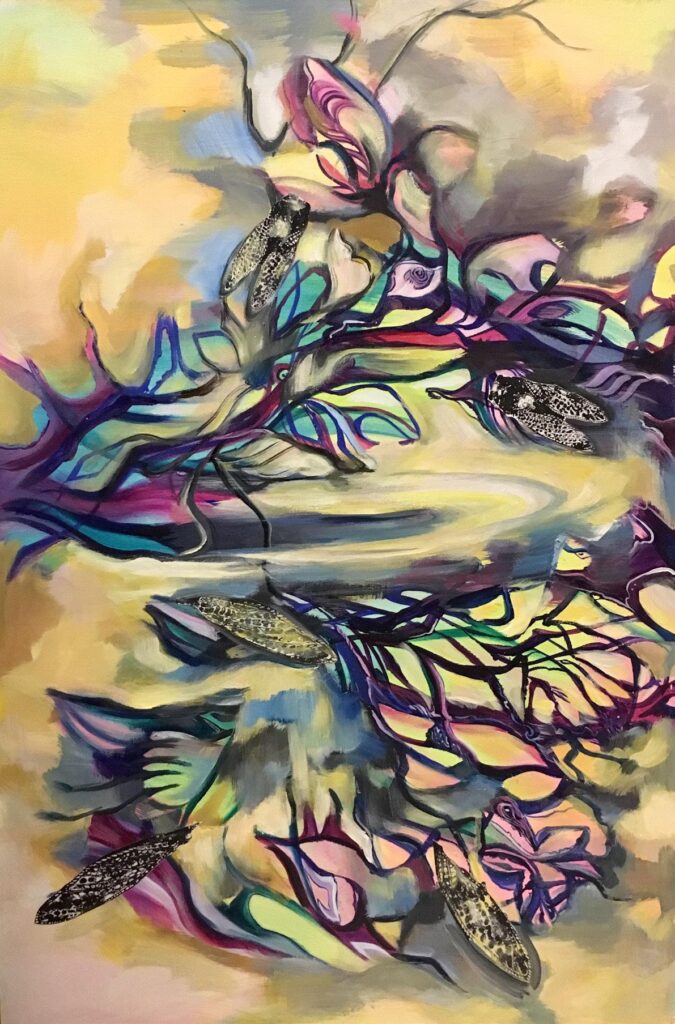 Paraje 2, 2018 Técnica mixta, acrílico y collage, 60 x 40 cm